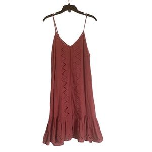 HOUSE OF HARLOW Rust Orange Eyelet Boho Spaghetti Strap Dress